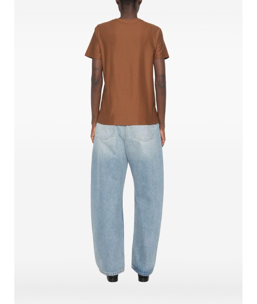 MAX MARA Коричневая хлопковая футболка, фото 3
