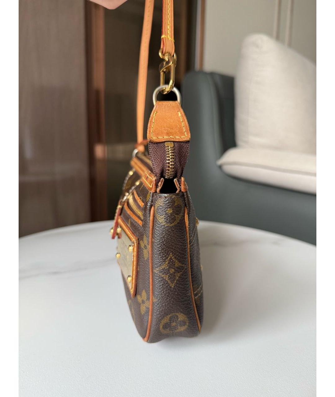 LOUIS VUITTON Коричневая канва сумка с короткими ручками, фото 5