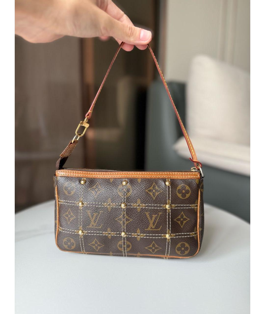 LOUIS VUITTON Коричневая канва сумка с короткими ручками, фото 4
