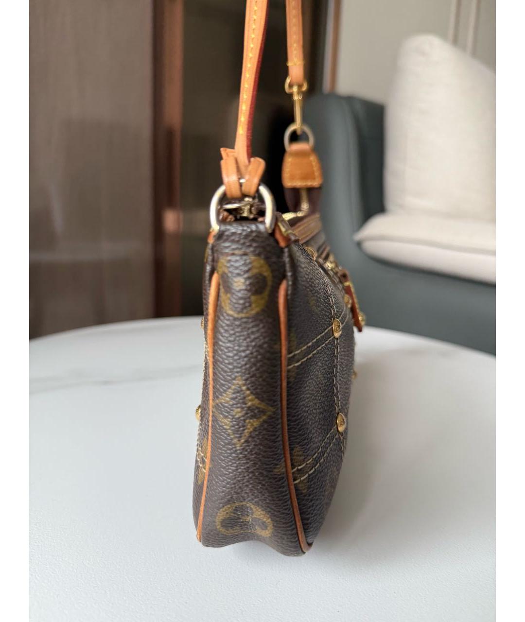 LOUIS VUITTON Коричневая канва сумка с короткими ручками, фото 6