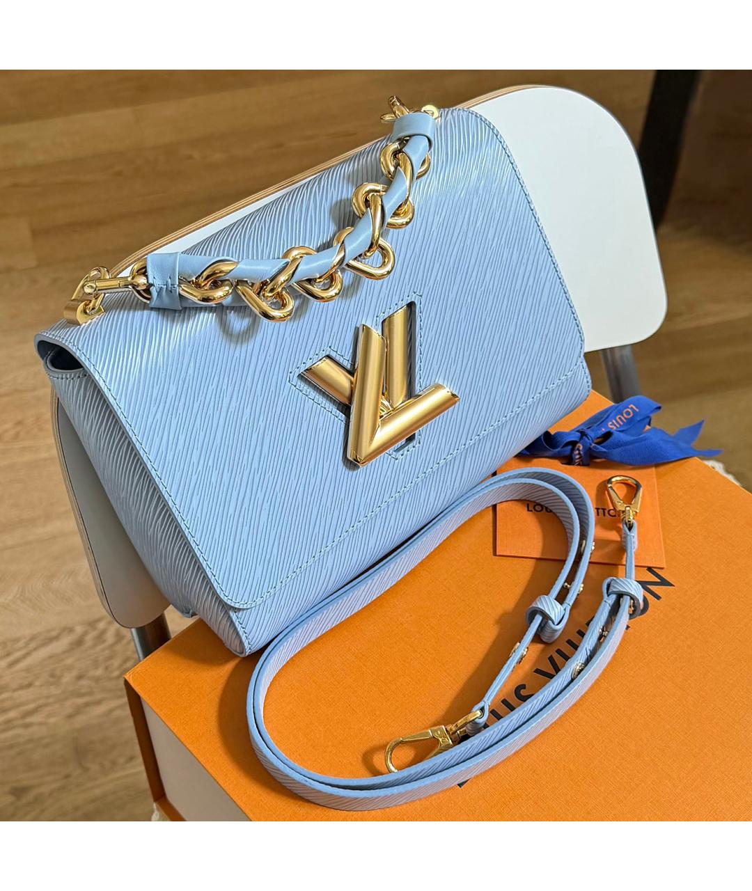 LOUIS VUITTON Голубая кожаная сумка через плечо, фото 6