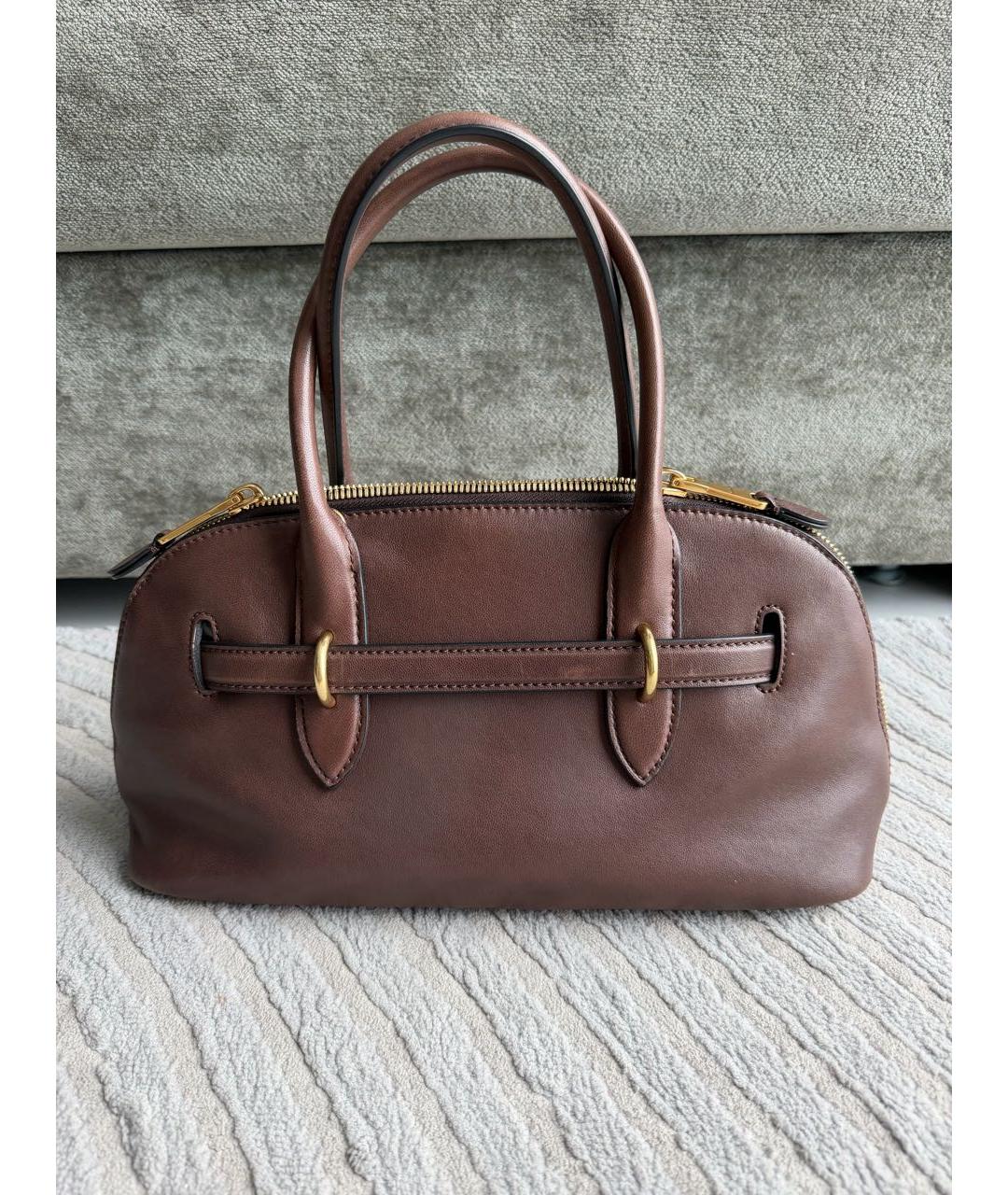 MIU MIU Коричневая кожаная сумка с короткими ручками, фото 3