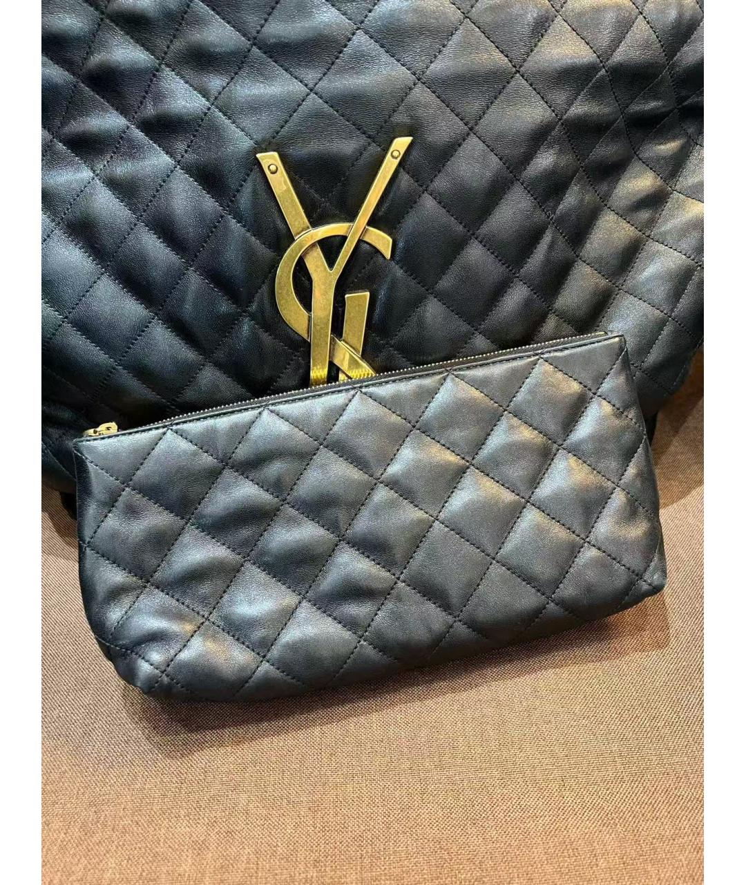 SAINT LAURENT Черная кожаная сумка тоут, фото 4