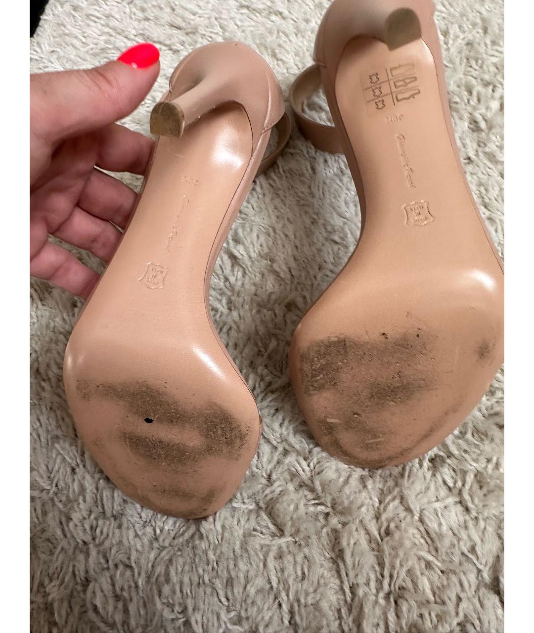 GIANVITO ROSSI Бежевые кожаные босоножки, фото 6