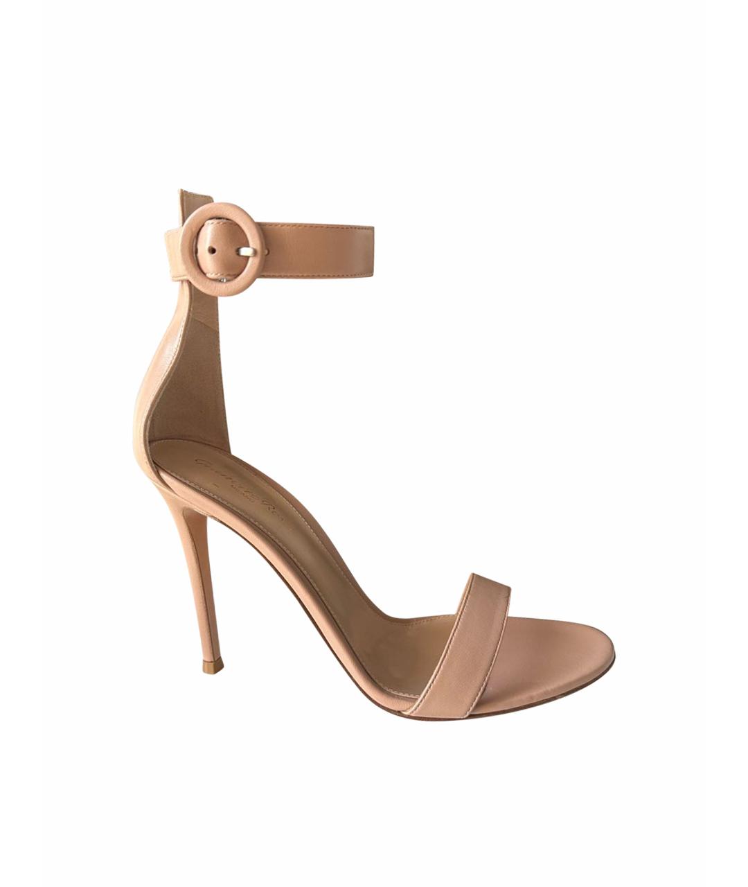 GIANVITO ROSSI Бежевые кожаные босоножки, фото 1