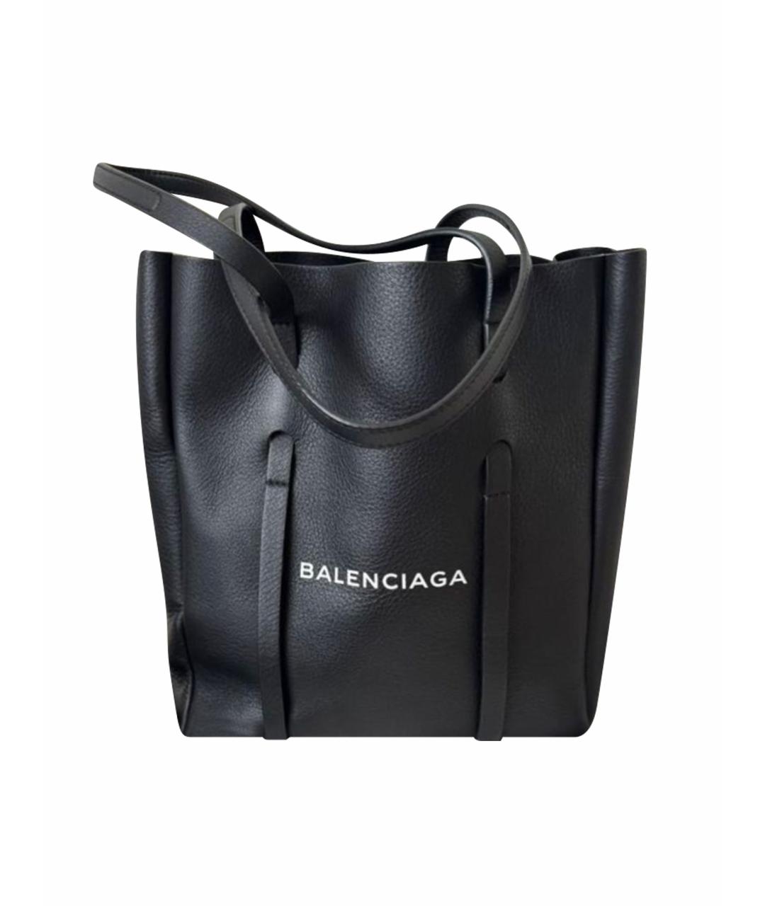 BALENCIAGA Черная кожаная сумка тоут, фото 1