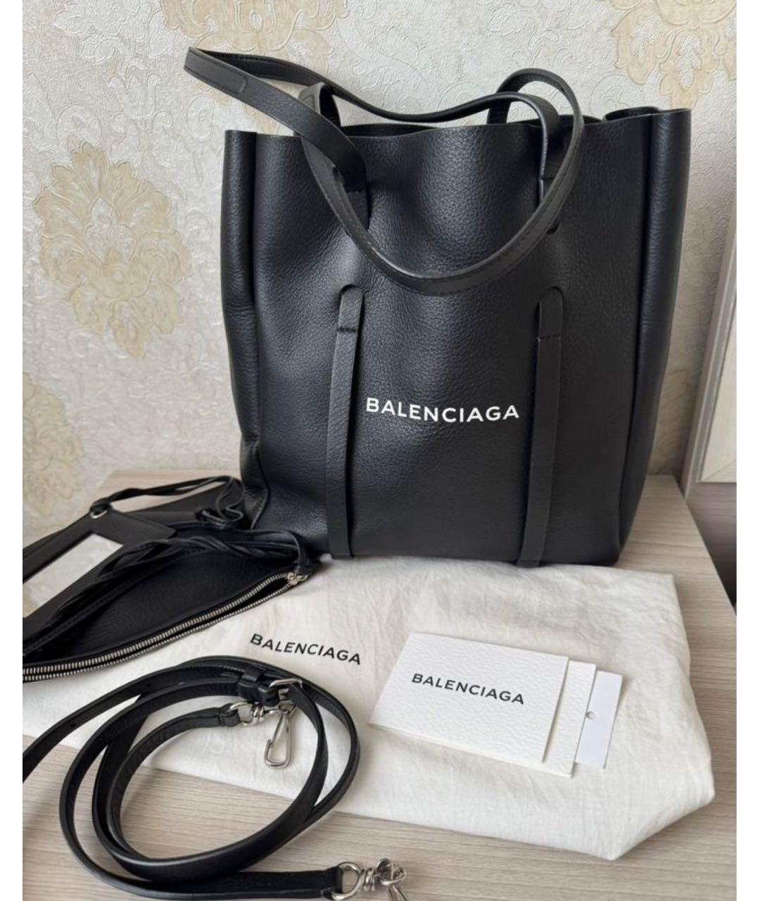 BALENCIAGA Черная кожаная сумка тоут, фото 9