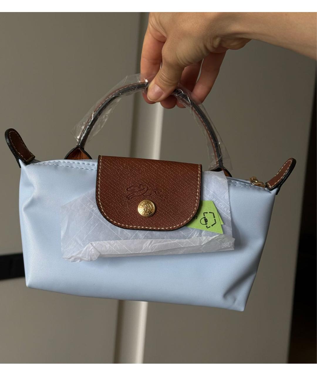 LONGCHAMP Голубая нейлоновая сумка с короткими ручками, фото 4
