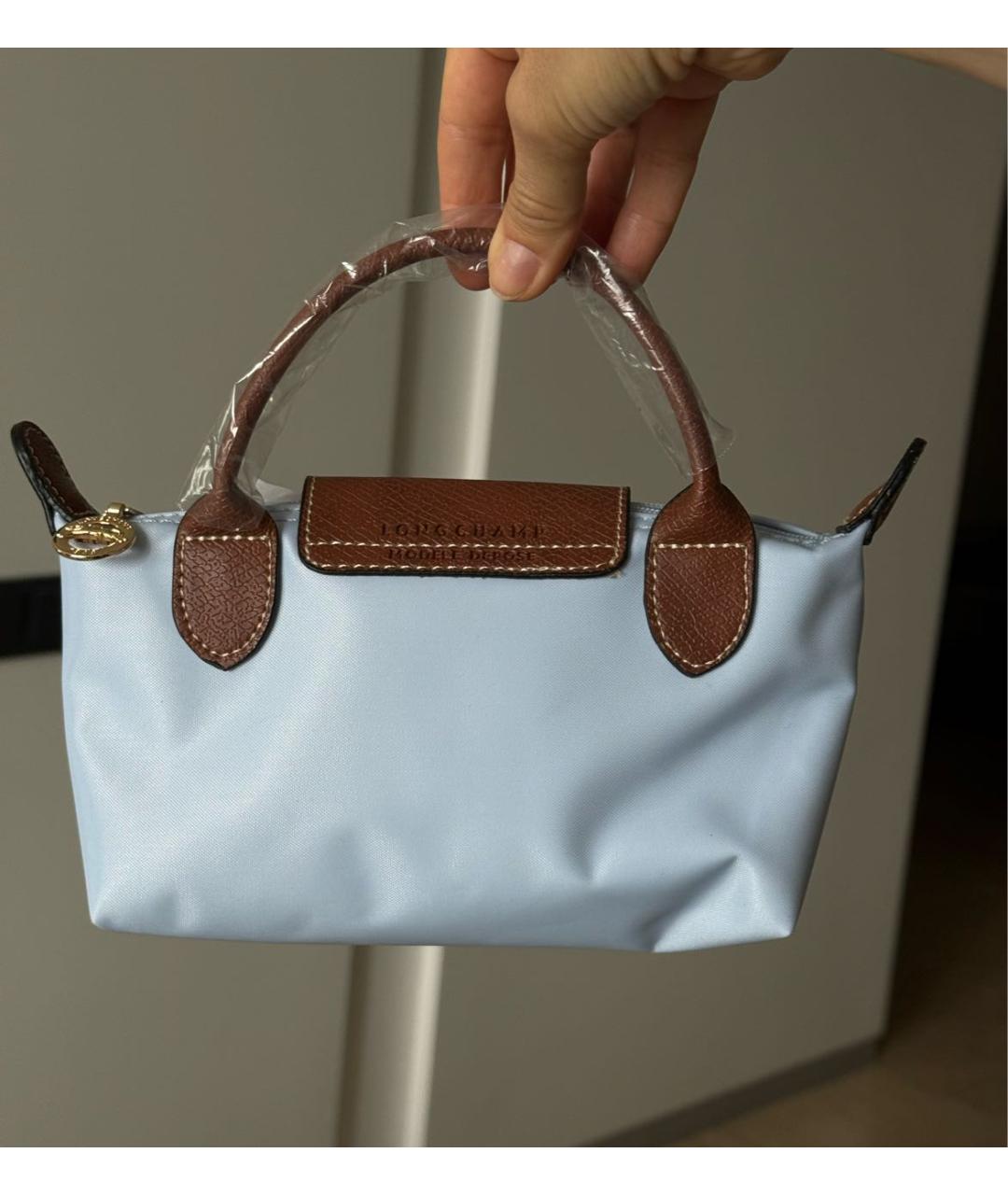 LONGCHAMP Голубая нейлоновая сумка с короткими ручками, фото 5