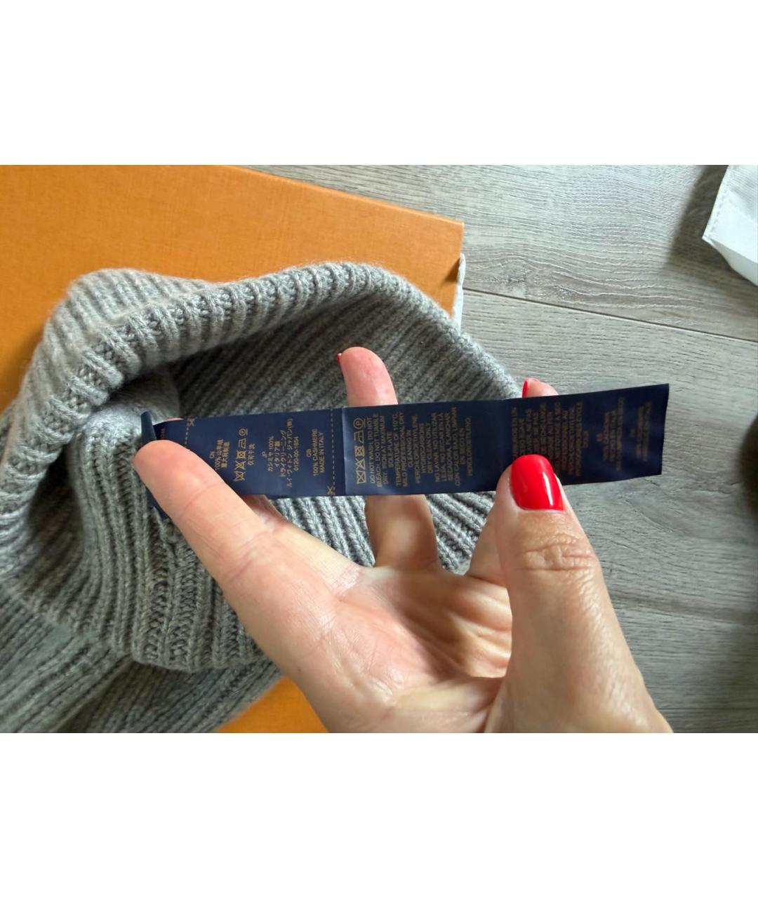 LOUIS VUITTON Серая кашемировая шапка, фото 6