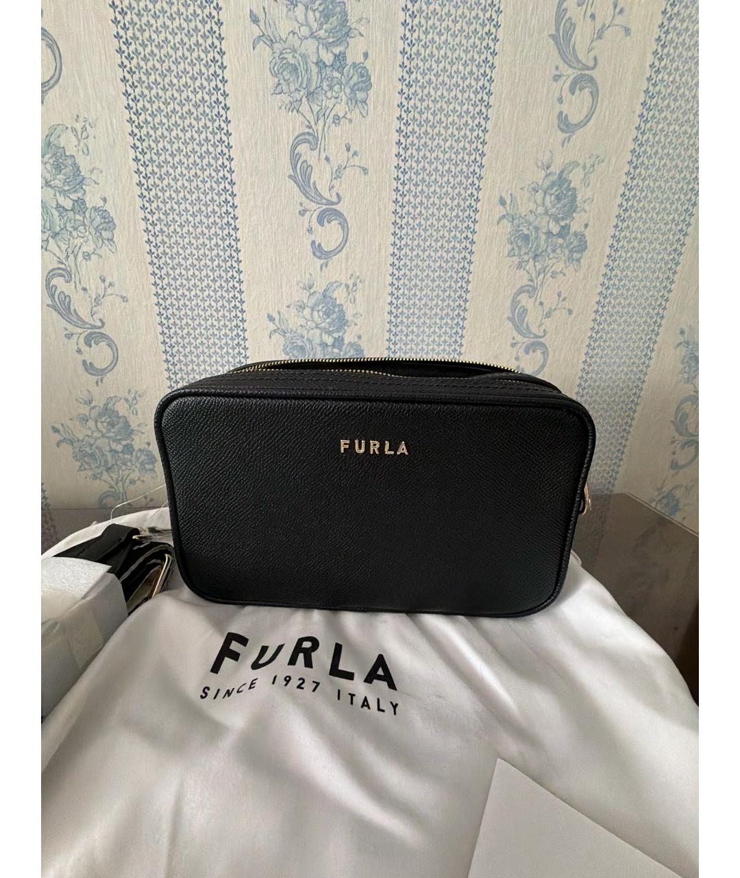 FURLA Черная кожаная сумка через плечо, фото 5