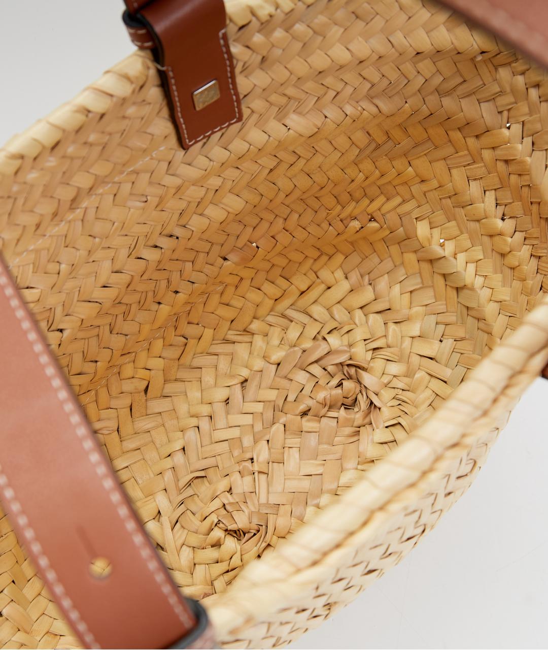 LOEWE Коричневая плетеная пляжная сумка, фото 5