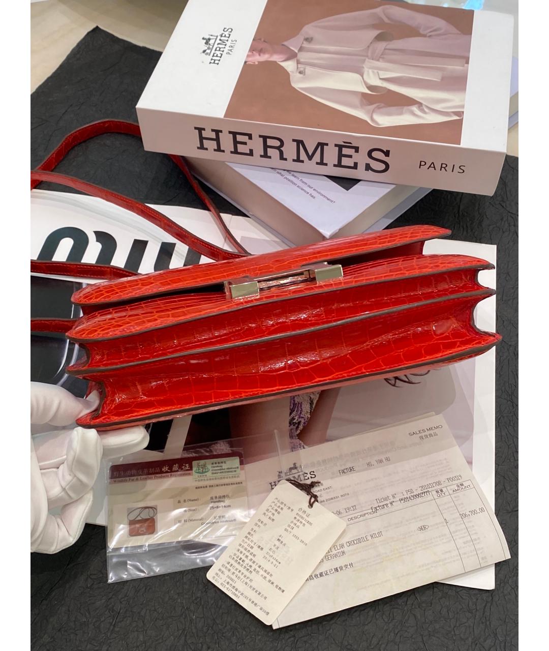 HERMES Красная кожаная сумка через плечо, фото 4