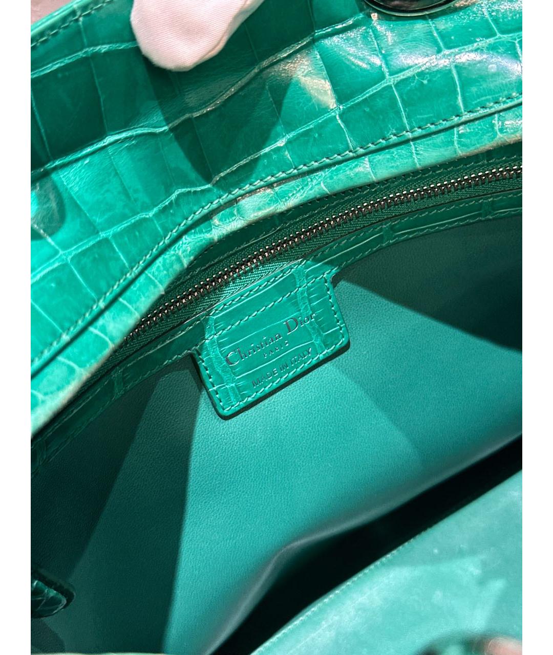 CHRISTIAN DIOR Зеленая сумка с короткими ручками из экзотической кожи, фото 4