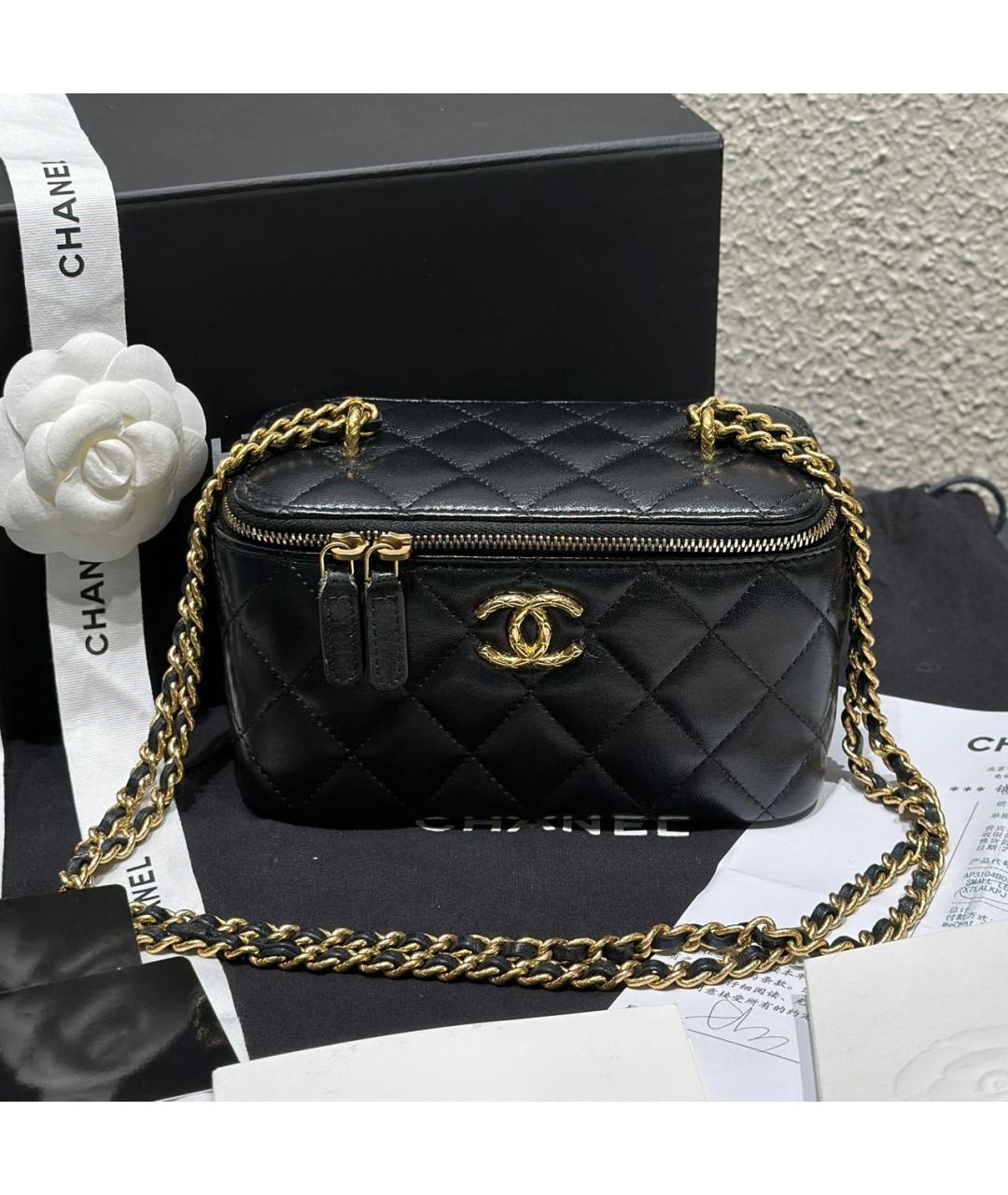 CHANEL Черная кожаная сумка через плечо, фото 8