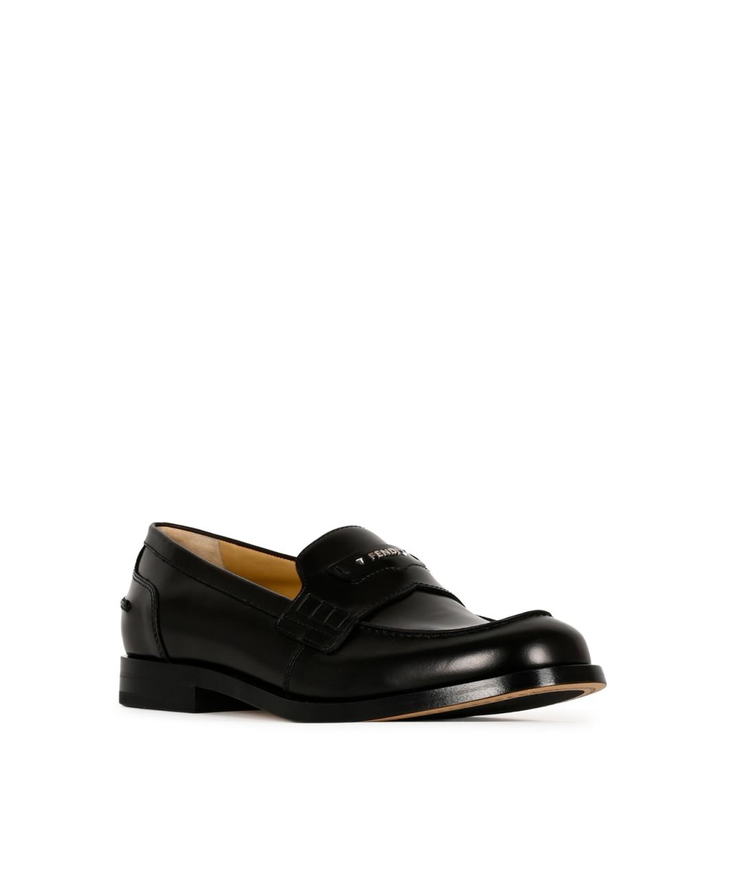 FENDI Черные кожаные лоферы, фото 2
