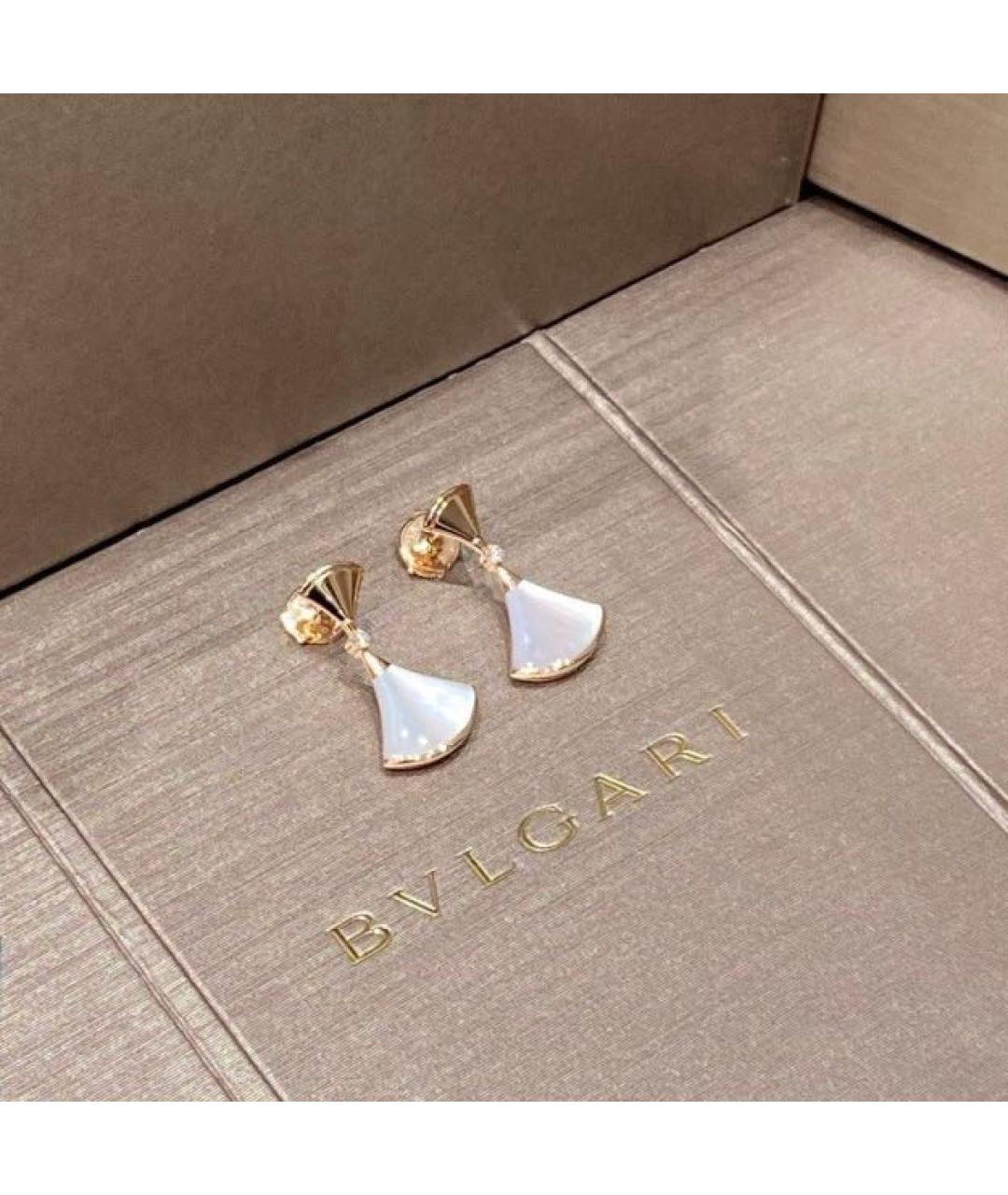 BVLGARI Белые серьги из розового золота, фото 4