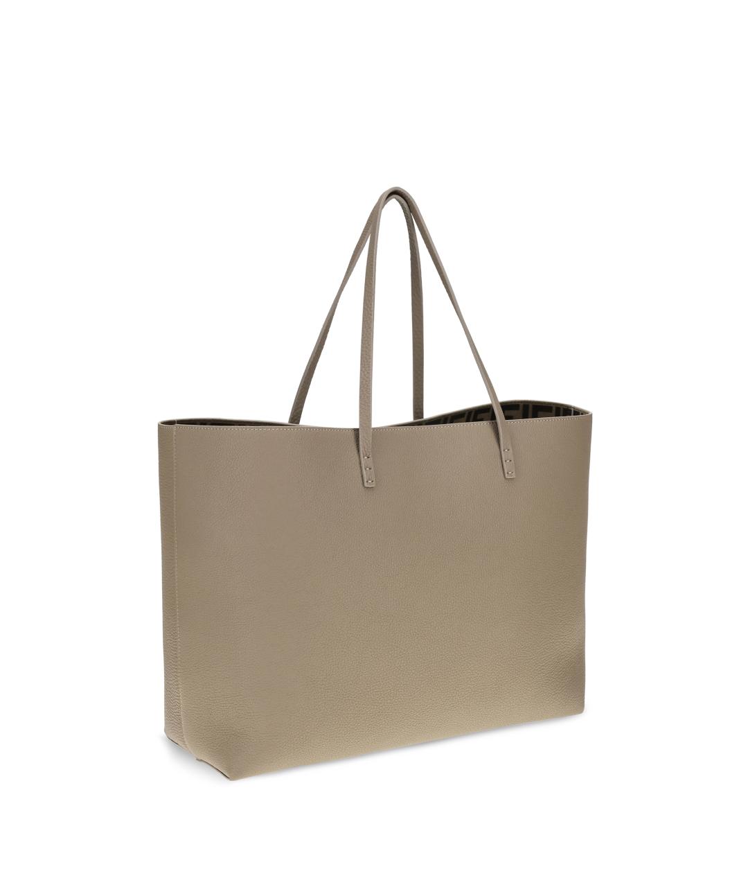 FENDI Бежевая кожаная сумка тоут, фото 3