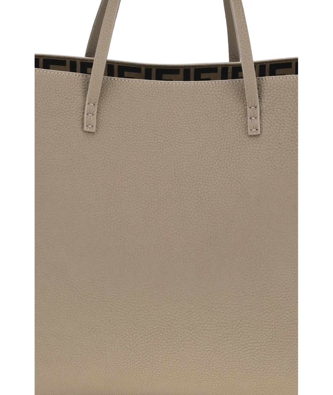 FENDI Бежевая кожаная сумка тоут, фото 4