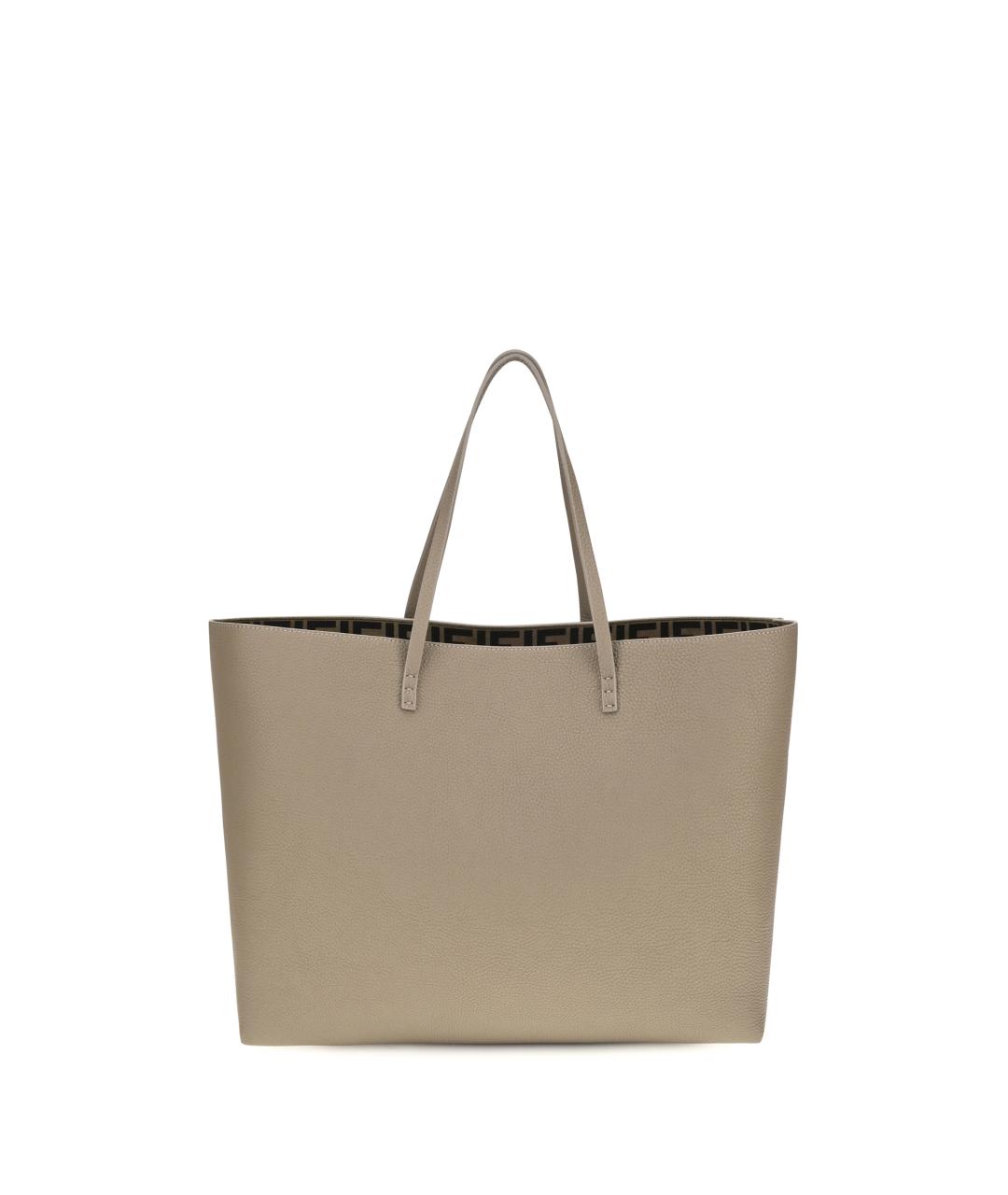 FENDI Бежевая кожаная сумка тоут, фото 1