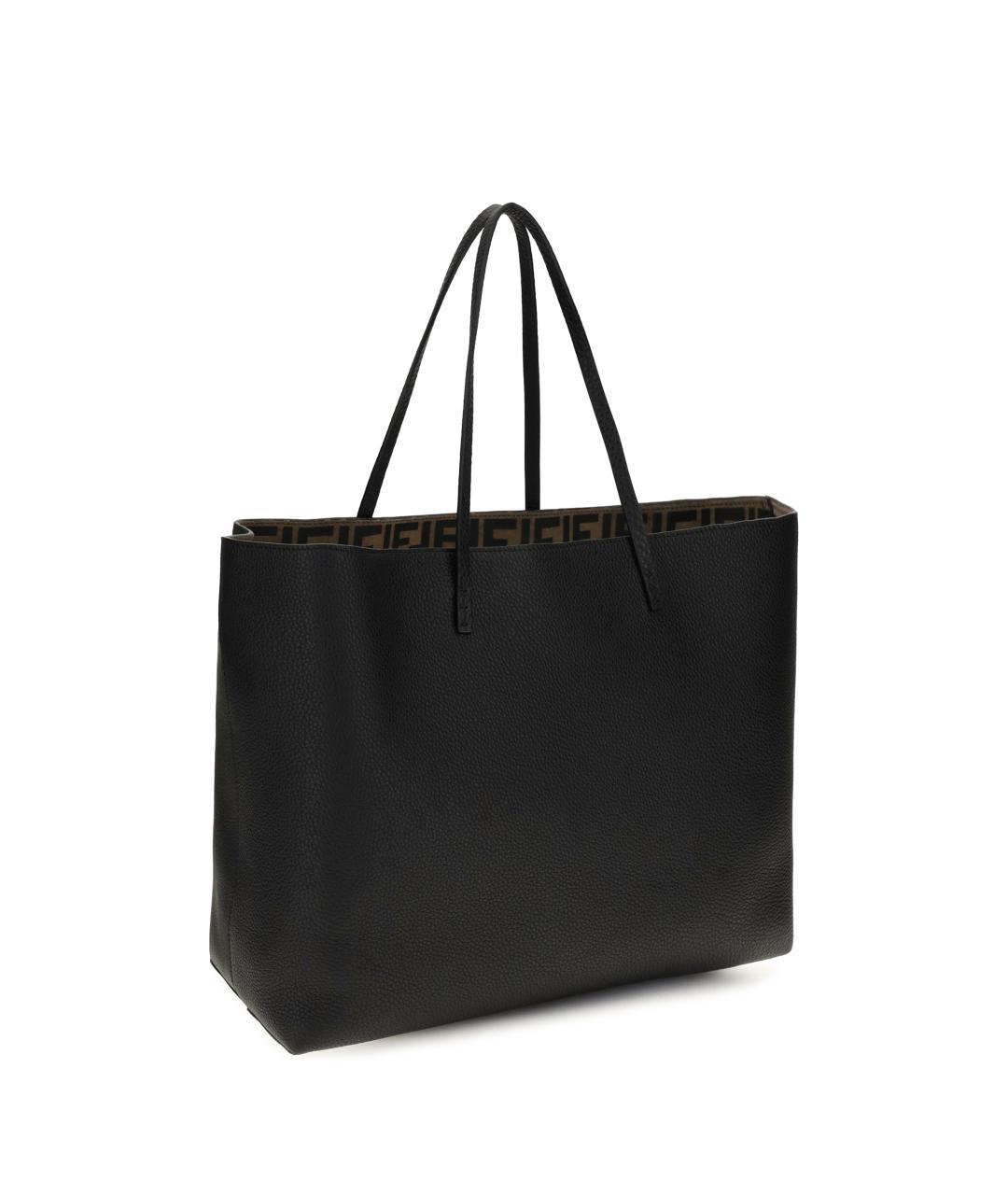 FENDI Черная кожаная сумка тоут, фото 3