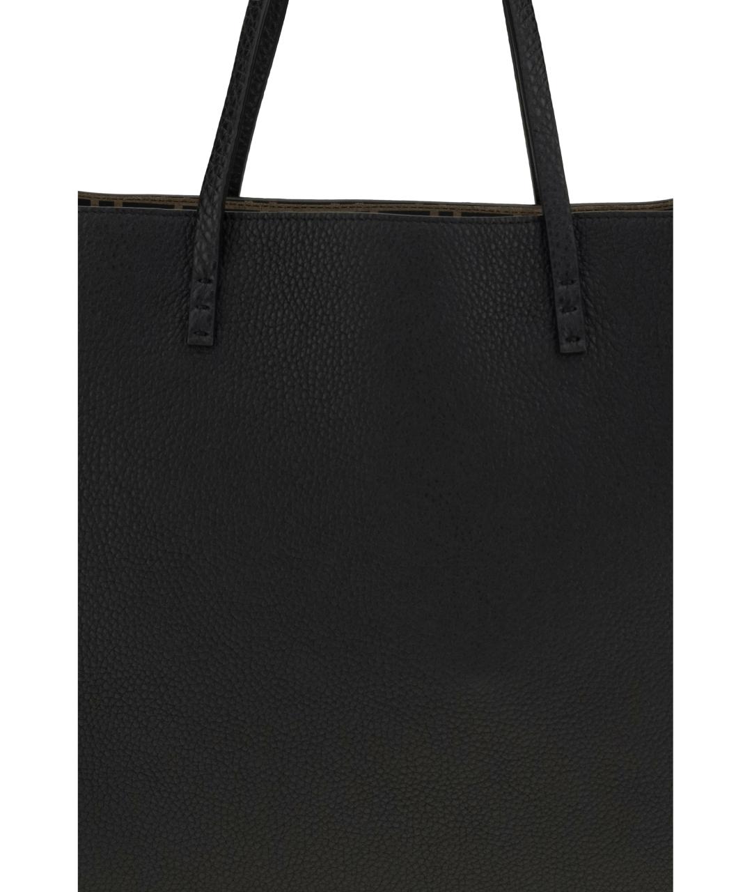 FENDI Черная кожаная сумка тоут, фото 4