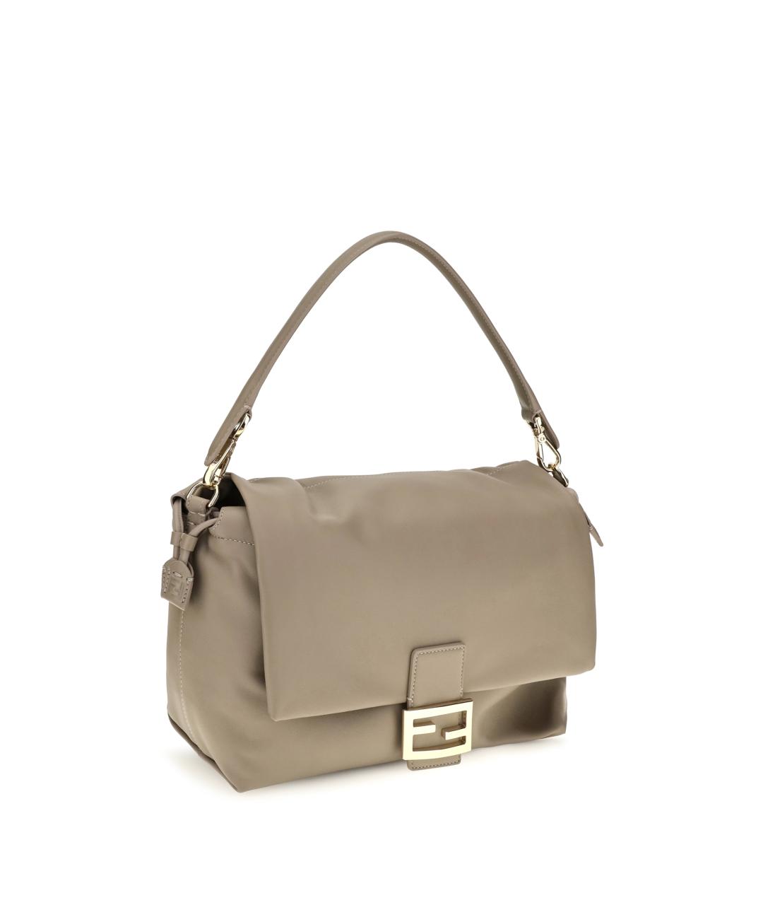 FENDI Бежевая кожаная сумка через плечо, фото 2