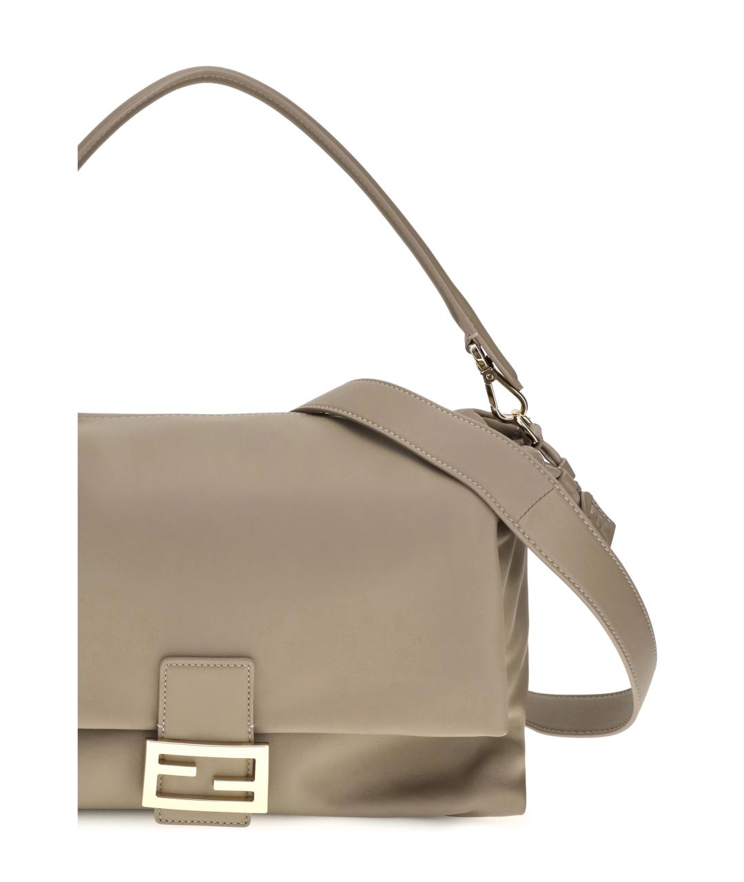 FENDI Бежевая кожаная сумка через плечо, фото 4