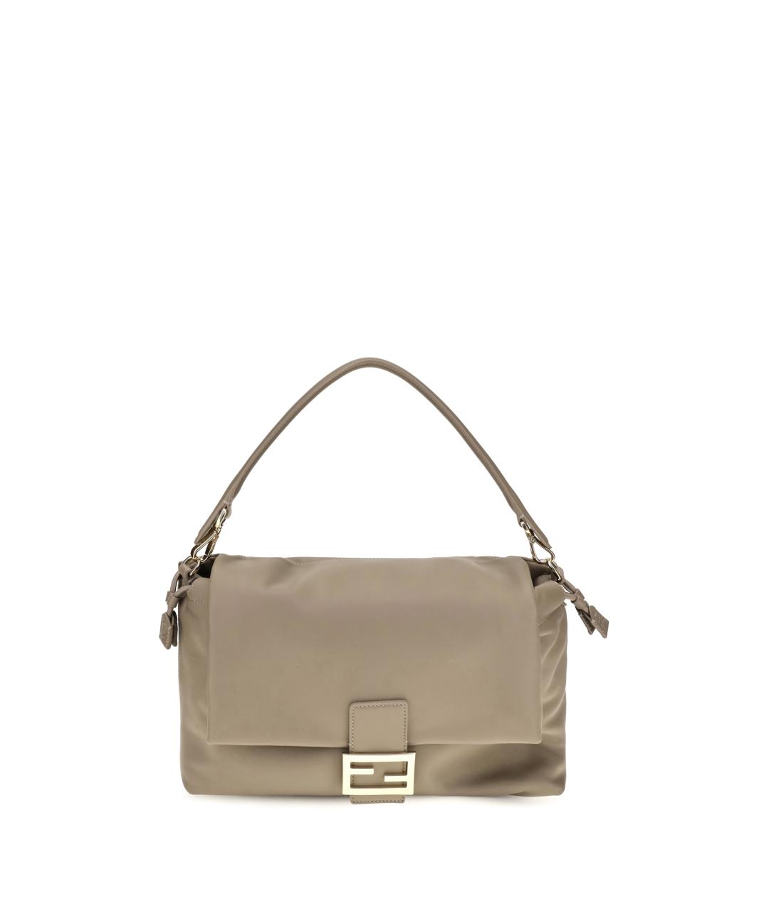FENDI Бежевая кожаная сумка через плечо, фото 1