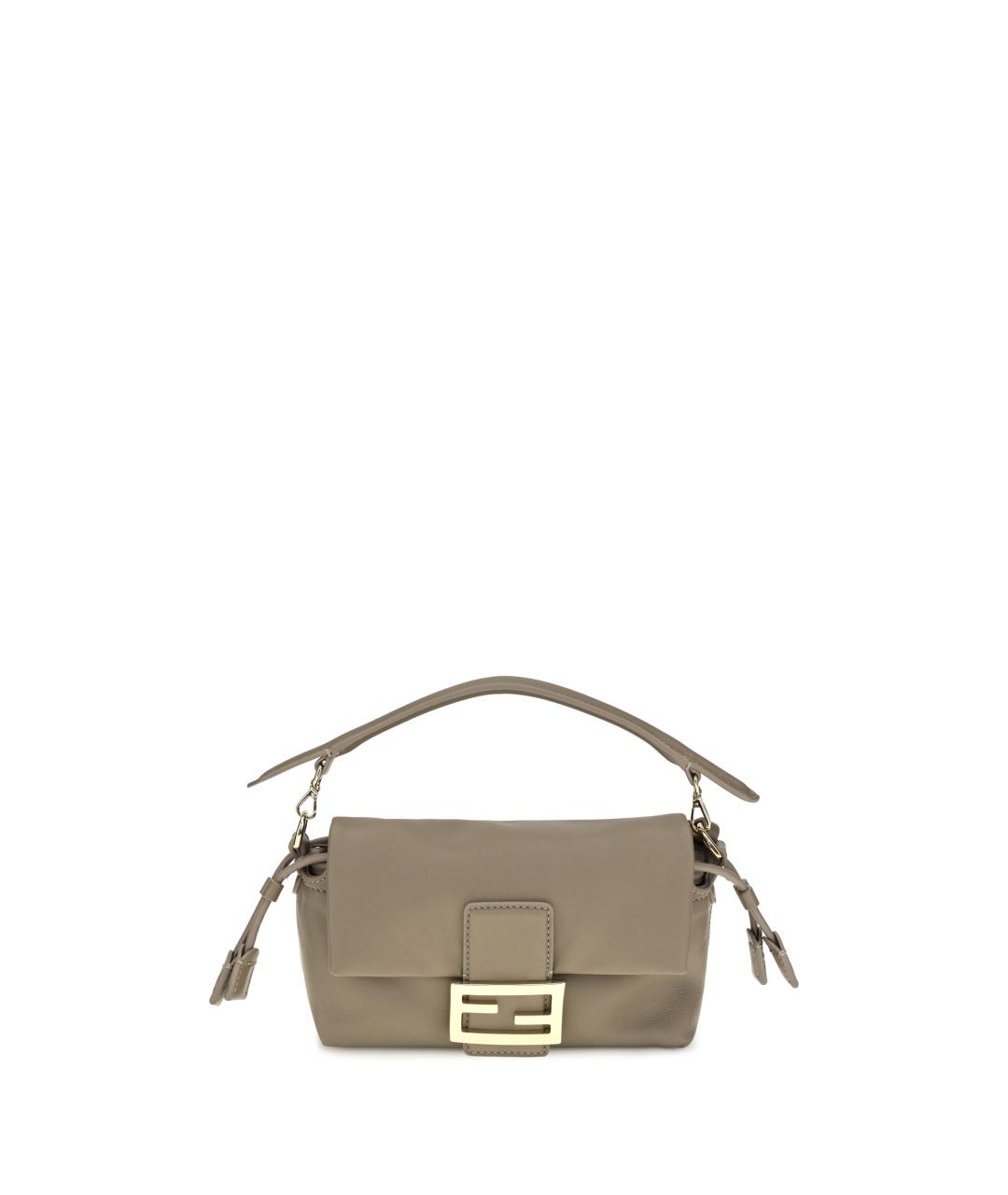 FENDI Бежевая кожаная сумка через плечо, фото 1