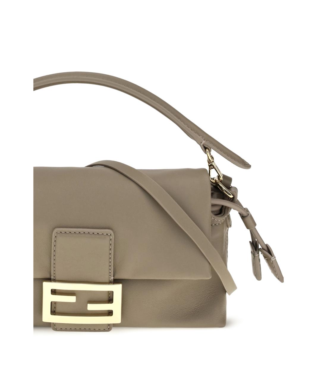 FENDI Бежевая кожаная сумка через плечо, фото 4
