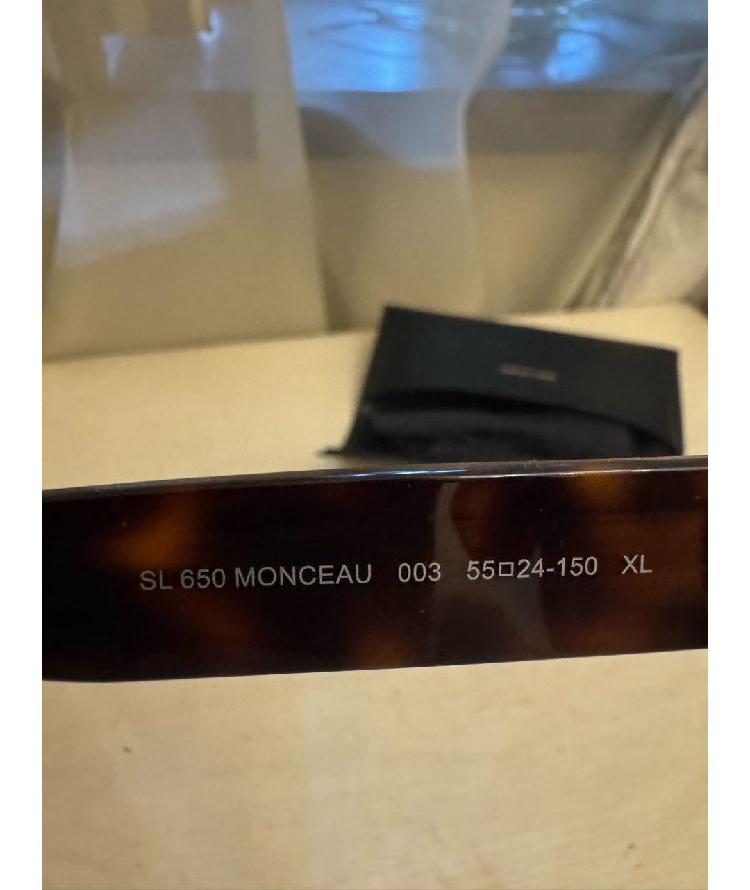 SAINT LAURENT Коричневые пластиковые солнцезащитные очки, фото 4