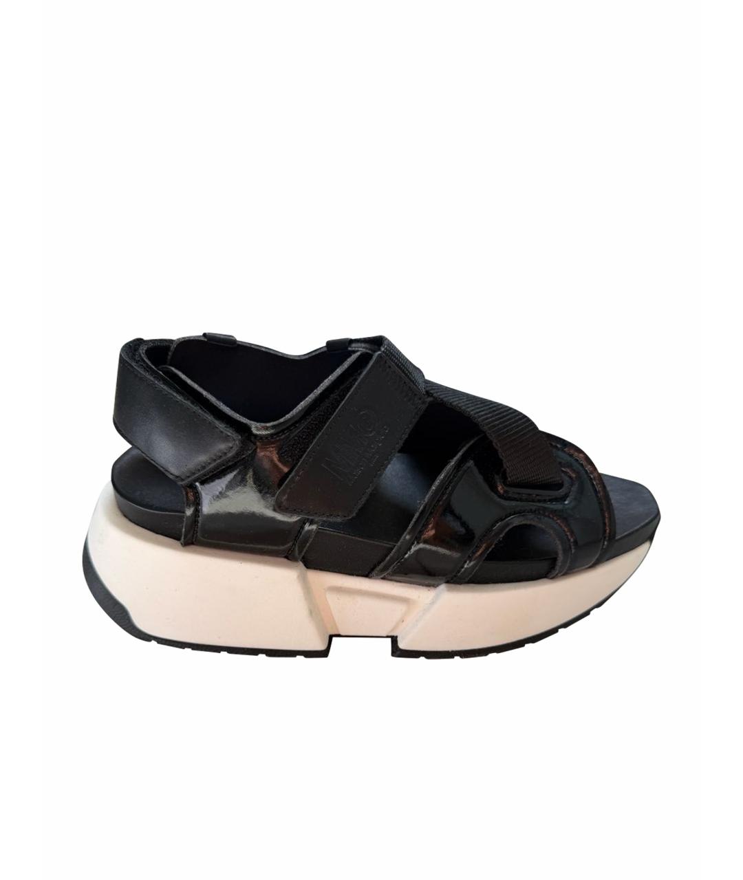 MM6 MAISON MARGIELA Черные кожаные сандалии, фото 1