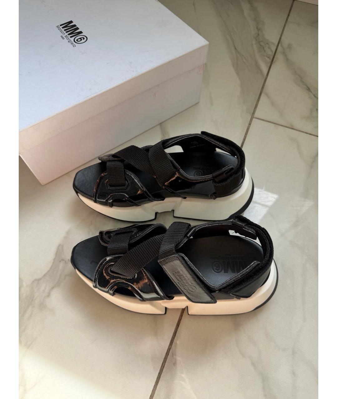 MM6 MAISON MARGIELA Черные кожаные сандалии, фото 6