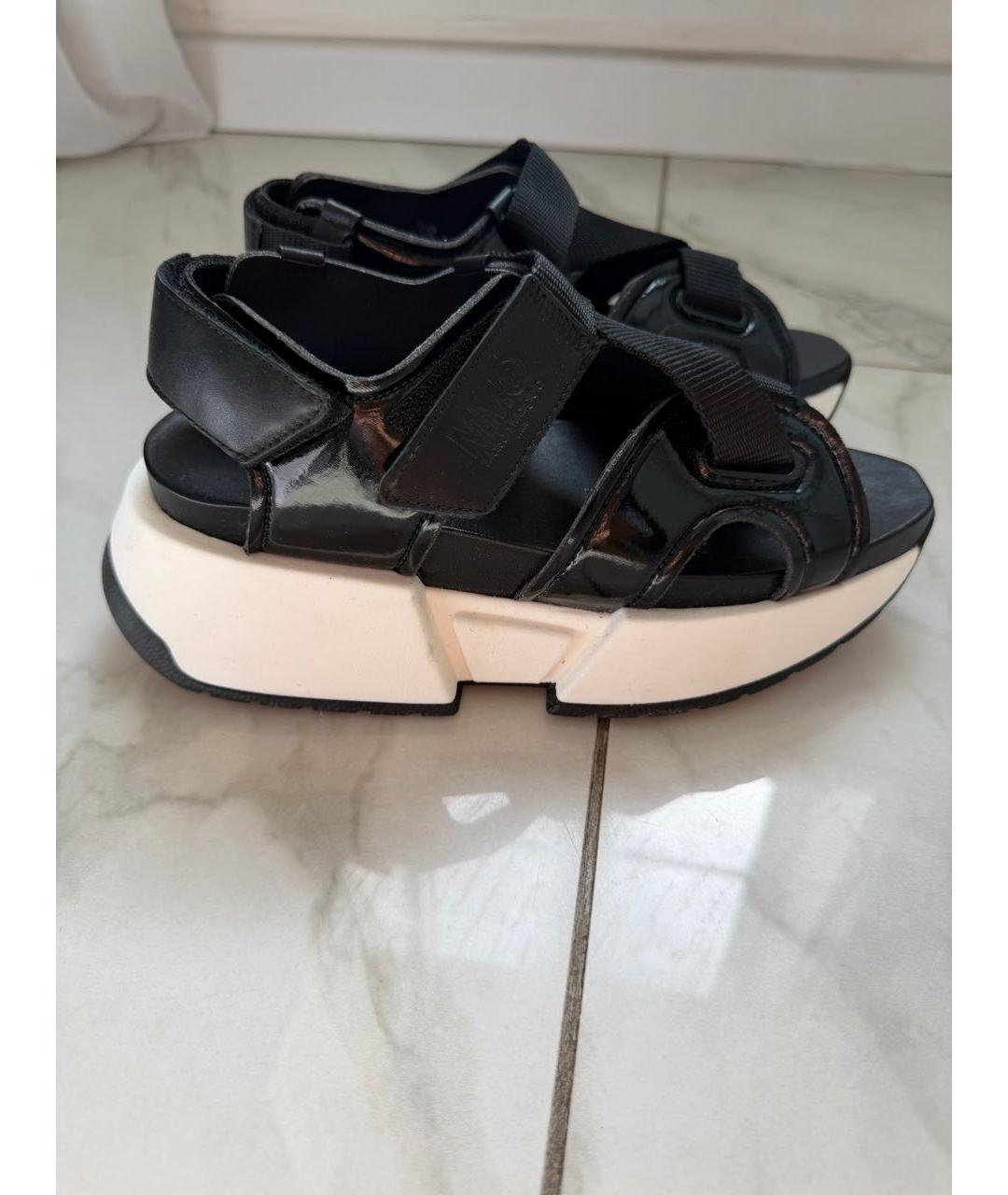 MM6 MAISON MARGIELA Черные кожаные сандалии, фото 8