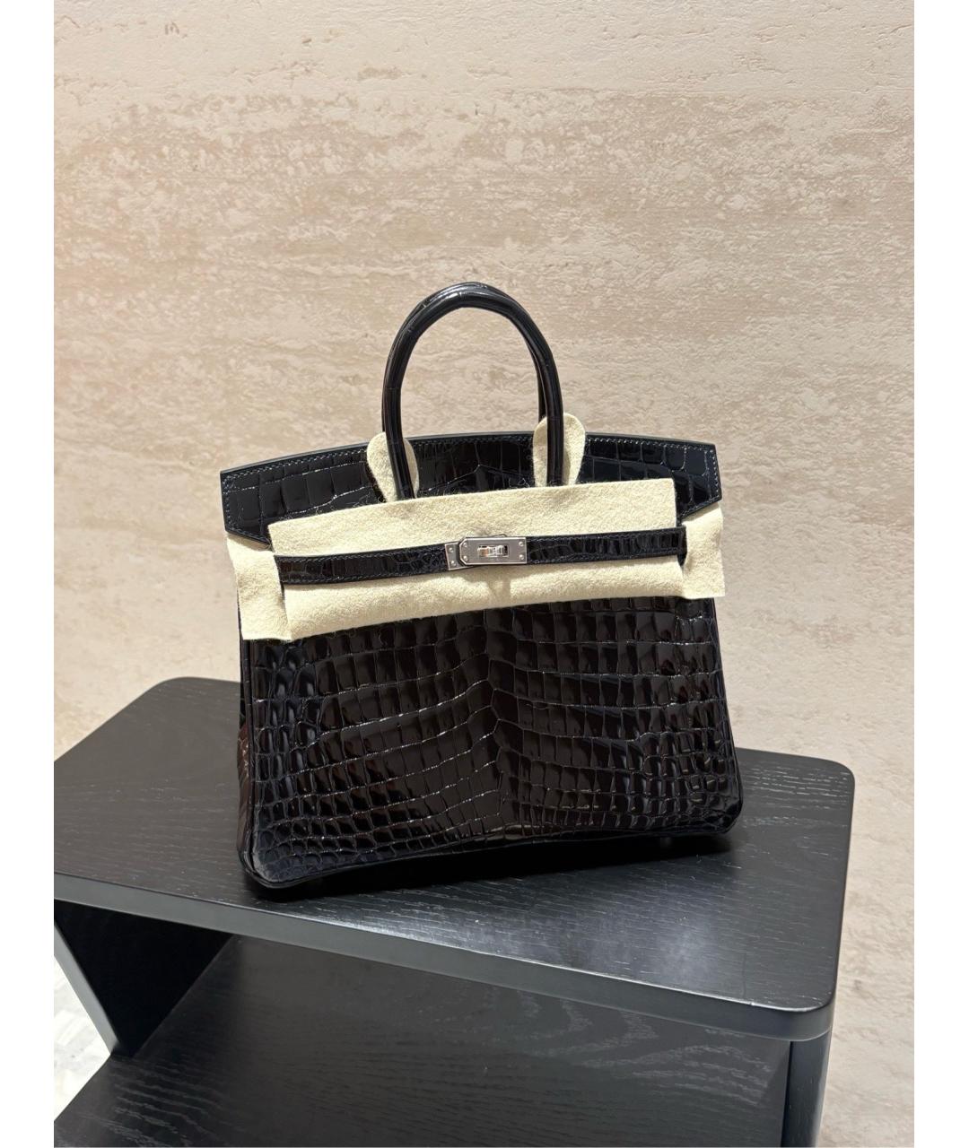 HERMES Черная кожаная сумка с короткими ручками, фото 4