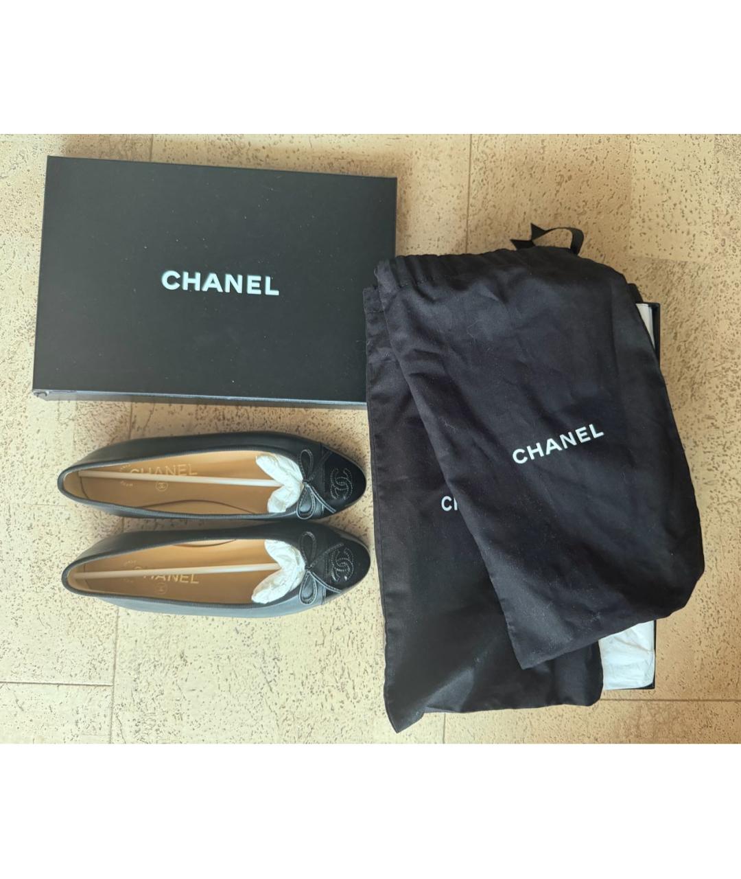 CHANEL Черные кожаные балетки, фото 4