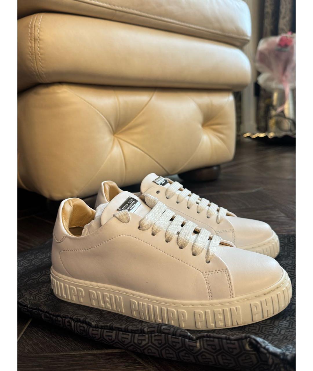 PHILIPP PLEIN Белые кожаные кеды, фото 7