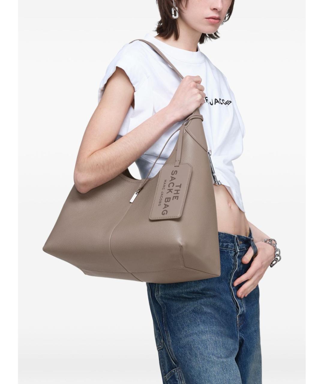 MARC JACOBS Серая кожаная сумка с короткими ручками, фото 4