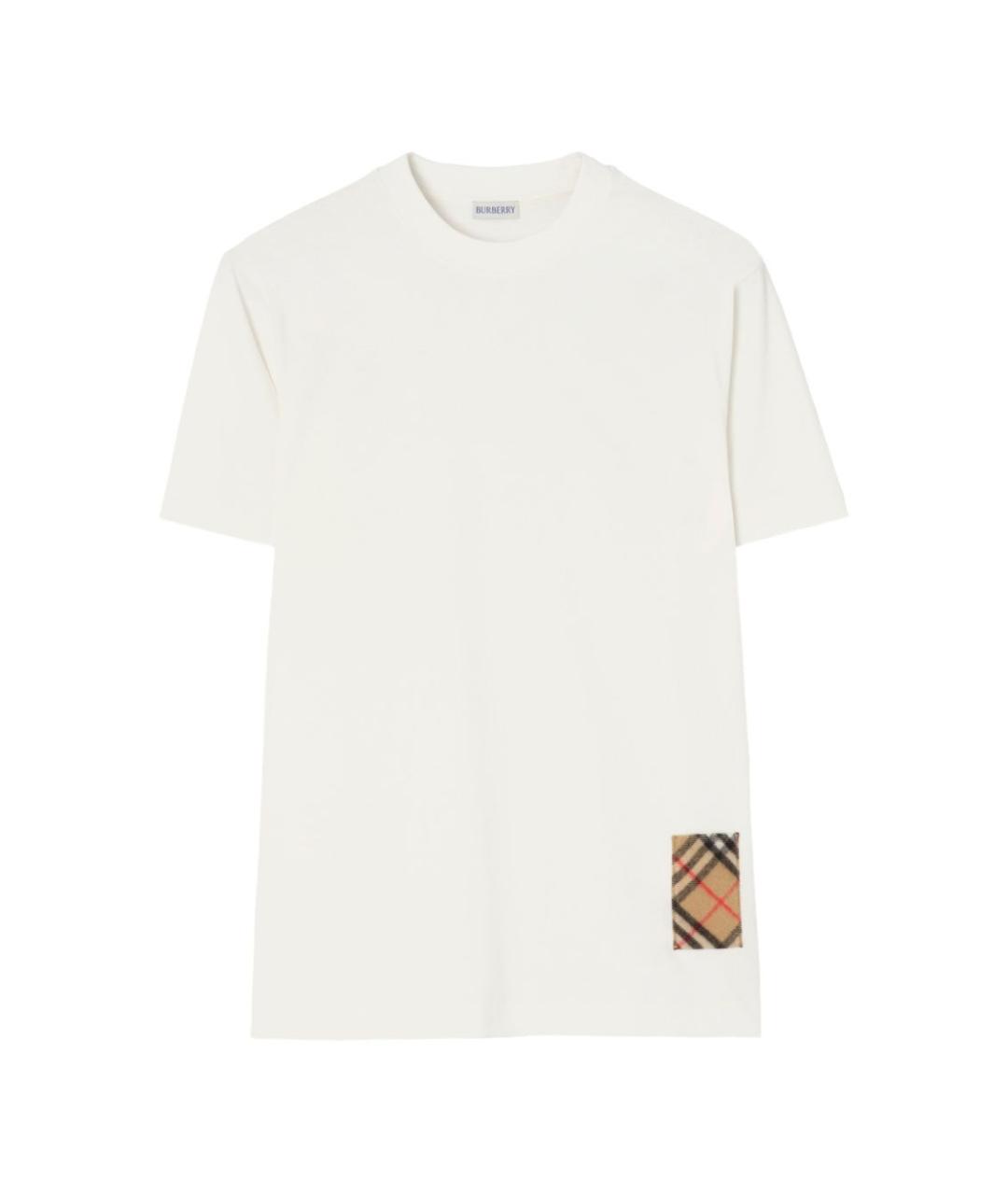 BURBERRY Белая хлопковая футболка, фото 1