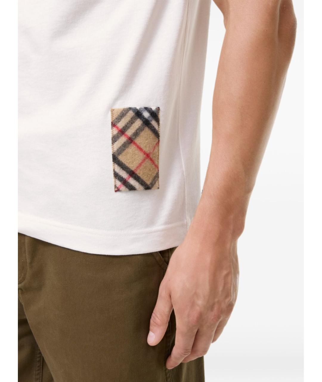 BURBERRY Белая хлопковая футболка, фото 3