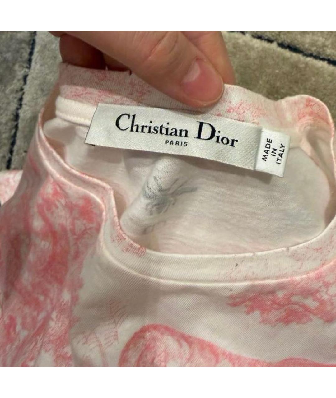 CHRISTIAN DIOR Белая хлопковая футболка, фото 3