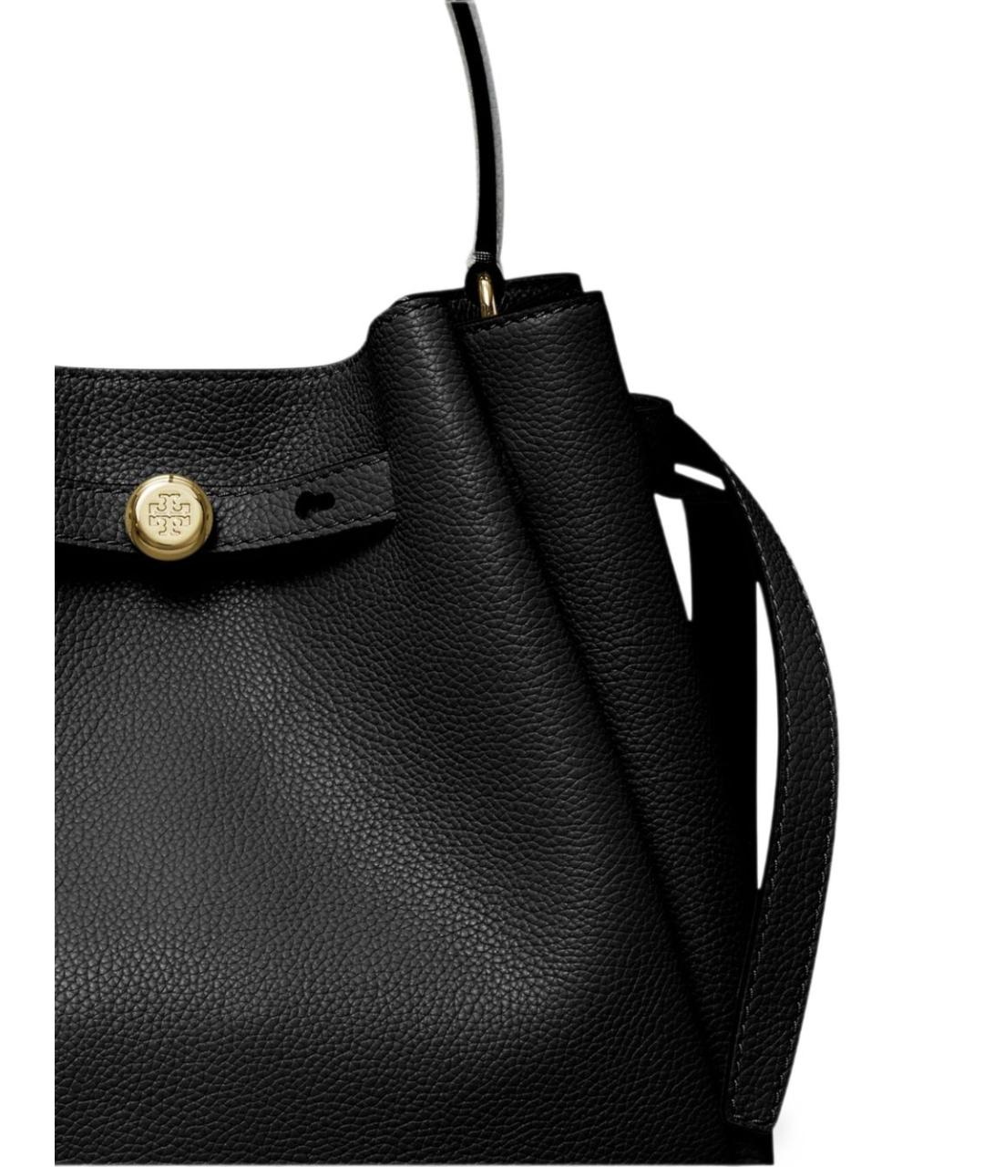 TORY BURCH Черная кожаная сумка с короткими ручками, фото 4