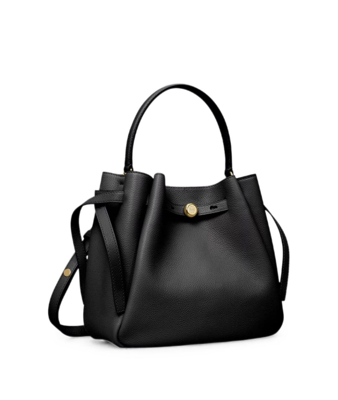 TORY BURCH Черная кожаная сумка с короткими ручками, фото 1