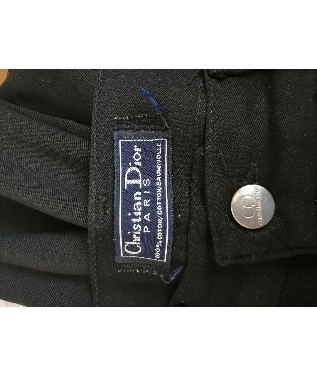 CHRISTIAN DIOR Черные хлопковые прямые брюки, фото 3