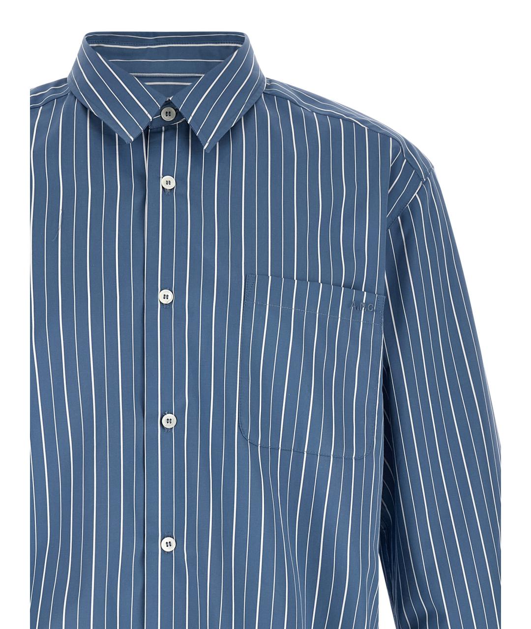 A.P.C. Синяя хлопковая кэжуал рубашка, фото 3