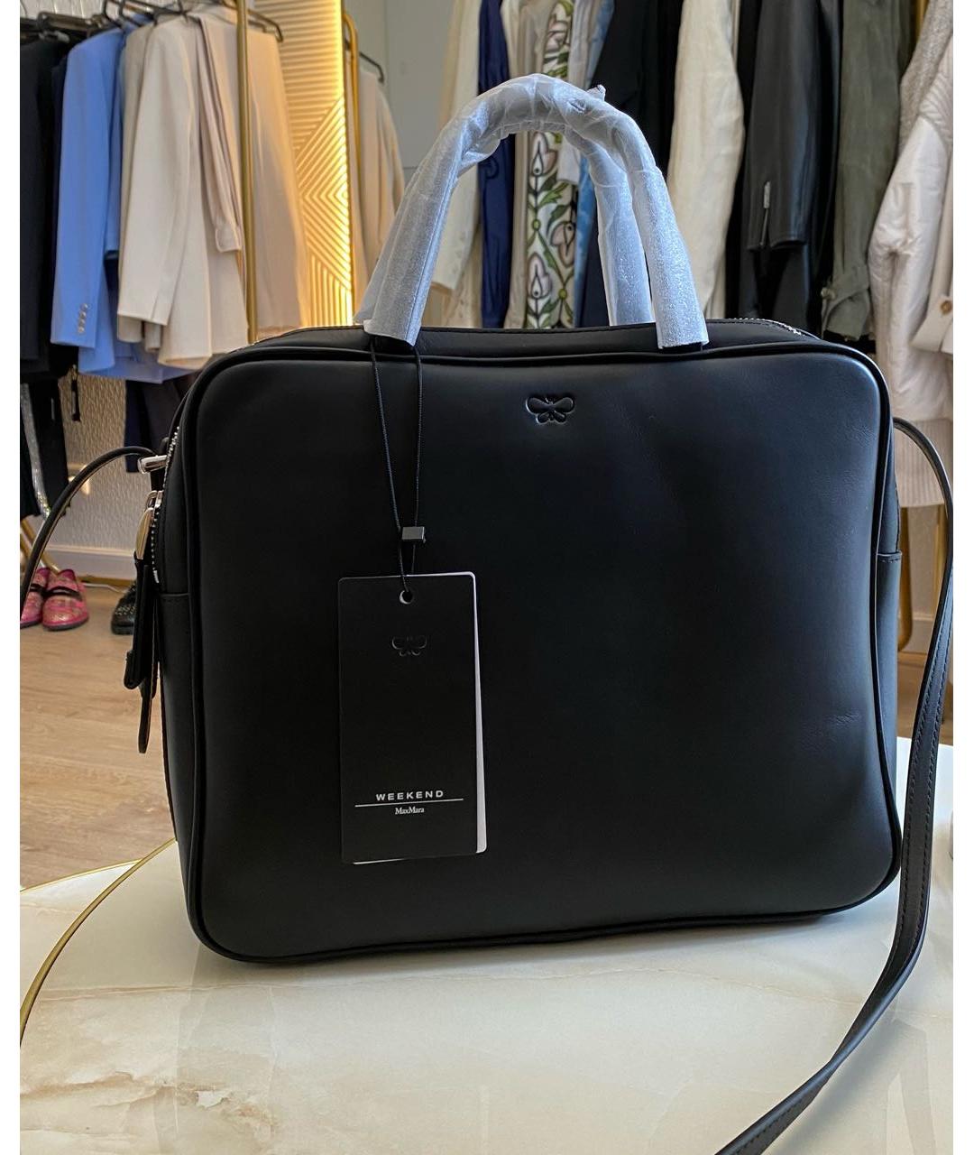WEEKEND MAX MARA Черная кожаная сумка с короткими ручками, фото 3