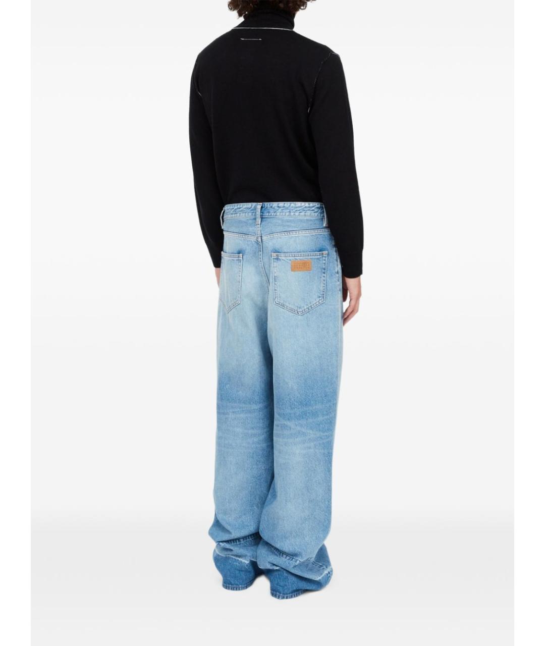 MM6 MAISON MARGIELA Голубые хлопковые прямые джинсы, фото 6