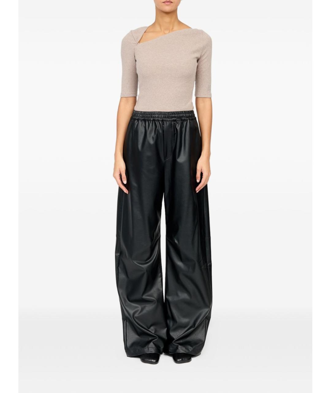 MM6 MAISON MARGIELA Черные вискозные прямые брюки, фото 5