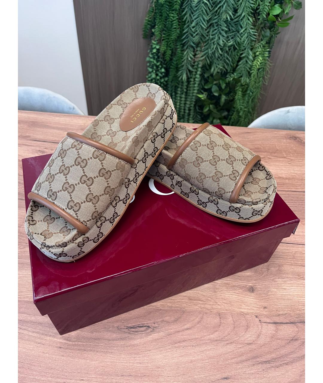 GUCCI Коричневые кожаные сандалии, фото 7